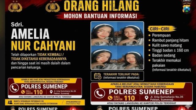 Keberadaan Amelia Nur Cahyani Masih Misterius, Polisi Minta Bantuan Publik